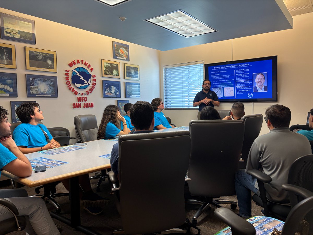 rabirubiawx's tweet image. NWSSanJuan: Today, we had the pleasure of welcoming students from the @ams_uprm.  It was a true pleasure meeting them. We wish them the greatest success and trust that we will continue to witness their professional growth.

#SMPR #UPRM #Meteorology #Stud…
