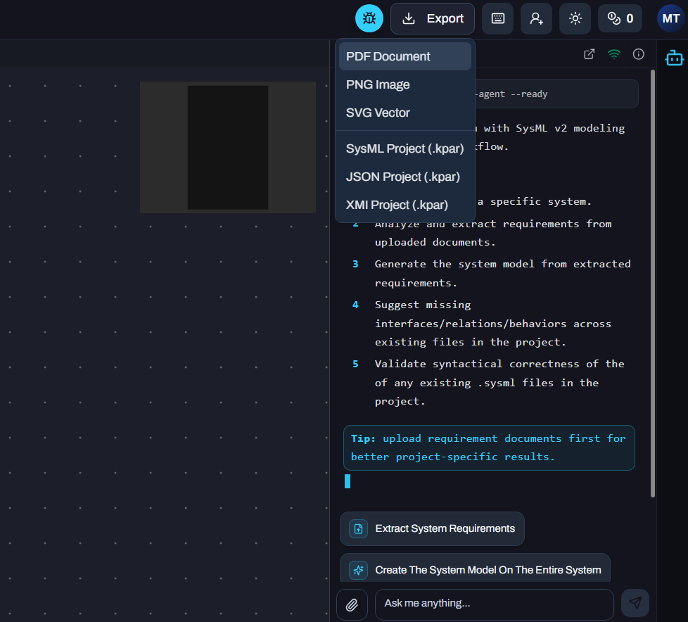 sysmodeler's tweet photo. SysModeler (https://t.co/2PixGb5C3W) is introducing standard SysML v2 Export &amp; Import (.kpar) for universal compatibility on May 1st's Pre-Release. https://t.co/NNeYKJzrnE