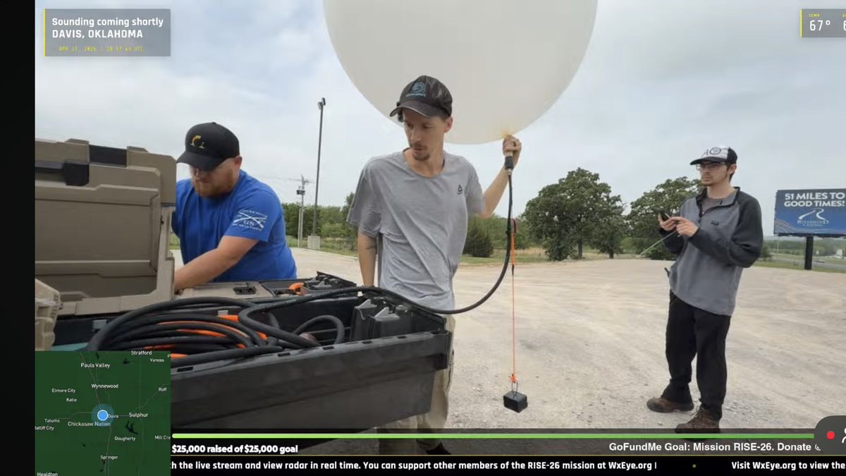 VinceWaelti's tweet photo. Sounding in progress from Davis, Oklahoma. Track here: https://t.co/QZPDbpEQCM

We will have the full sounding with parameters as soon as balloon bursts. 

@stsweathereye @RadarOmega @NWSNorman https://t.co/Jhq3NXJTgB