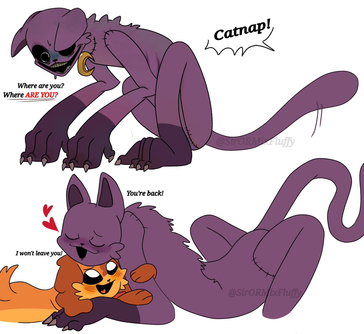 SirORMixFluffy's tweet image. Silly comic, Catnap is happy when he has support! 
#PoppyPlaytime #daynap #dogday #catnap
