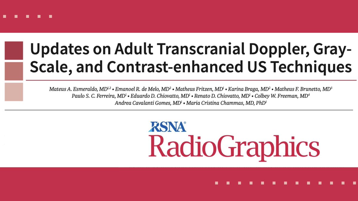 JamieClarkeRad's tweet photo. Let’s learn about transcranial US for imaging of the adult brain and cerebral vasculature!
#RGphx
Updates on Adult Transcranial Doppler, Grayscale, and Contrast-enhanced US Techniques
https://t.co/bsZEuH9azh
@cookyscan1 @RadG_Editor @RadioGraphics https://t.co/CNO44PxCQk