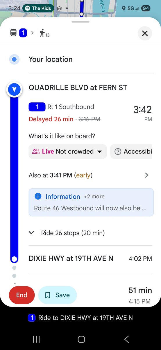 ShadyCNetwork's tweet photo. @palm_tran 26 minutes late is insane. I really wish you would fire the drivers who don't know how to be on time. https://t.co/nAid27lZih
