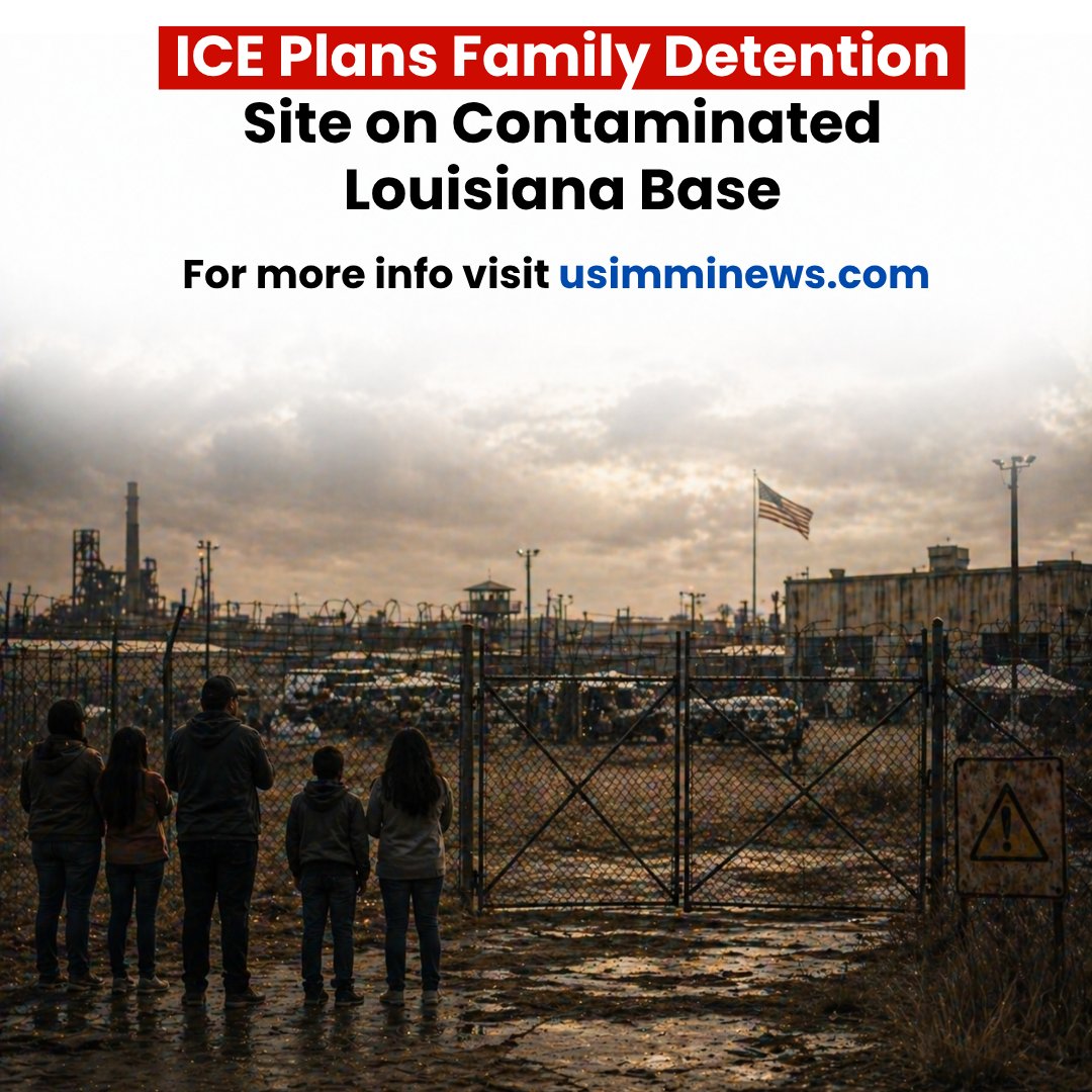 usimminews's tweet image. 🚨 #Controversy Over New ICE Plan

ICE is reportedly planning a family detention site on a contaminated base in #Louisiana 🇺🇸

⚠️ The proposed location has been flagged for toxic chemical exposure, raising serious health concerns—especially for children