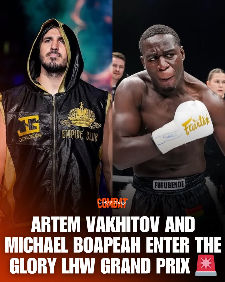 CSTodayNews's tweet image. 🚨 Artem Vakhitov and Michael Boapeah announced for the GLORY LHW One Night 8-Man Grand Prix Tournament on June 13. 

3 fighters announced so far 👇 

🥊 Artem Vakhitov
🥊 Michael Boapeah
🥊 Bahram Rajabzadeh 

#GLORYKickboxing