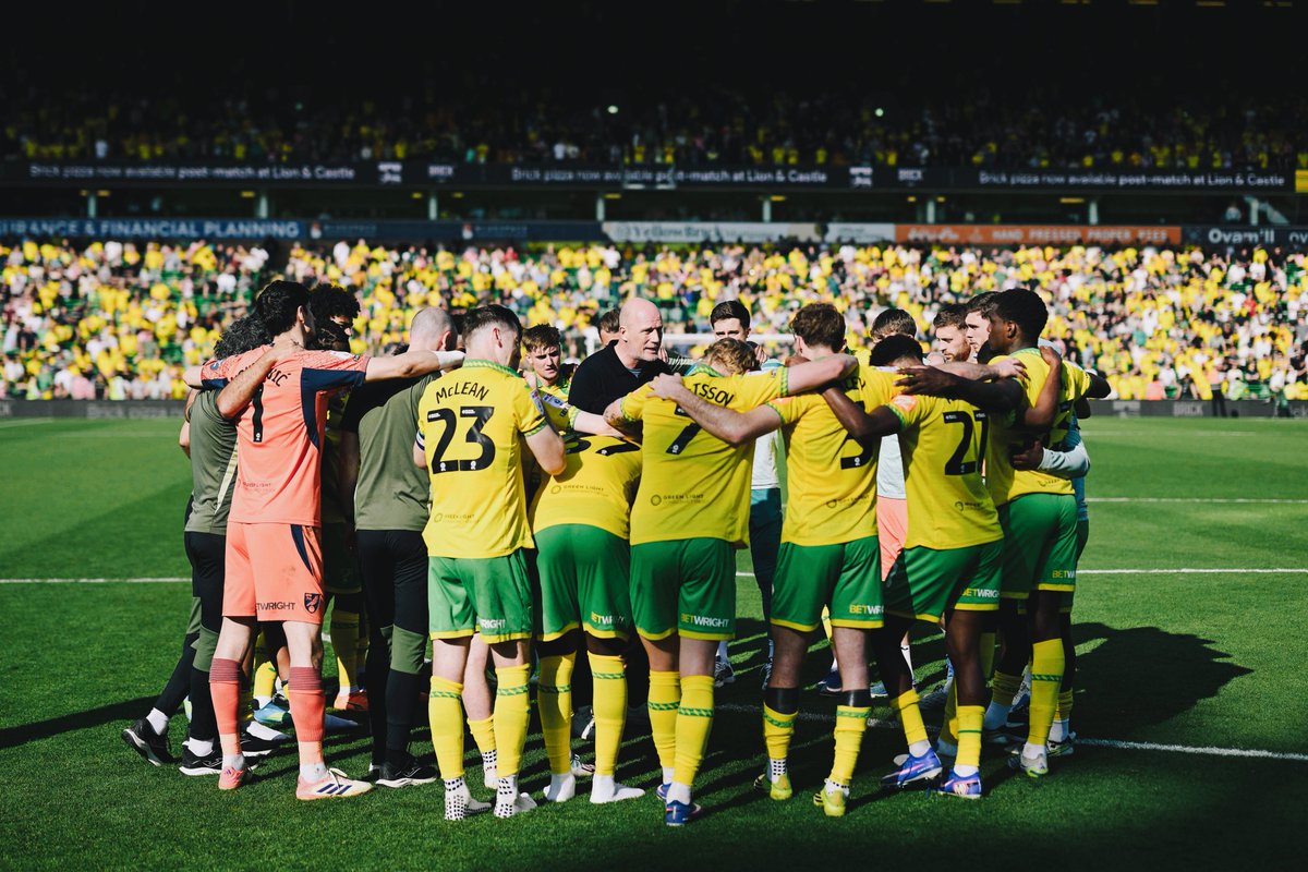 NorwichCityFC's tweet photo. Team 💛🫂

One more away day to go. We'll see you back at Carrow Road next season. 👊 https://t.co/ErD7TgUhpv