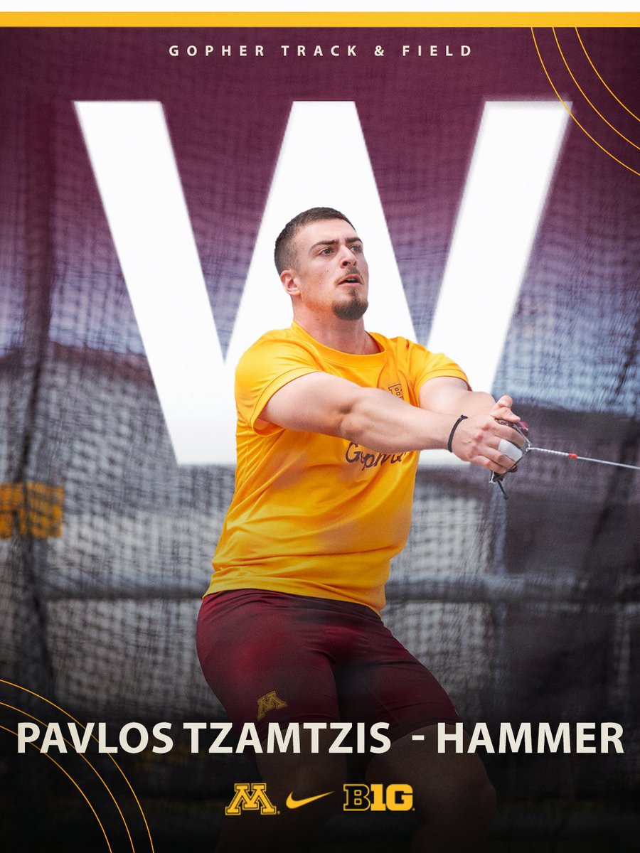 GopherCCTF's tweet image. Pavlos Tzamtzis 🇬🇷 picked up a W at the @DrakeRelays hammer throw in the Univ./Coll. section! 

His 65.63m (215-4) came on his fifth attempt 👏

#ncaaTF | #SkiUMah