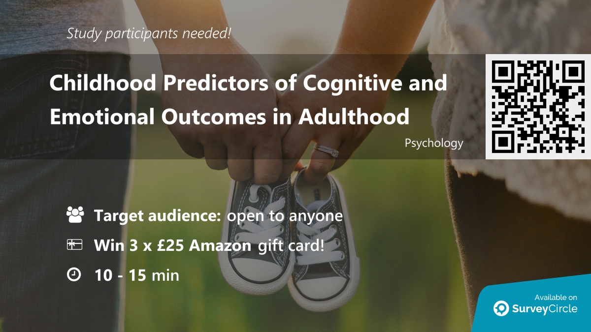 daily_research's tweet image. Participants needed for online survey!

Topic: "Childhood Predictors of Cognitive and Emotional Outcomes in Adulthood" via @SurveyCircle

#AdverseChildhood #cognitive #PositivePsychology #wellbeing #survey #surveycircle