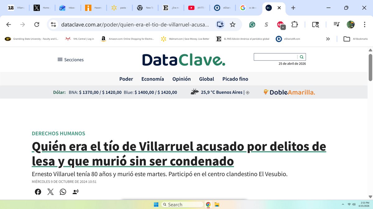 MiguelA64929916's tweet photo. Villarruel siempre hace gala de ser la primera vicepresidenta hija de un veterano de Malvinas. Nunca dice que su padre actuó en el Operativo Independencia ni que su tío, Ernesto, fue jefe de Centro Clandestino de Tortura y Exterminio El Vesubio. 
¡Memoria Completa, Vicky! https://t.co/xwkY5LvUqS