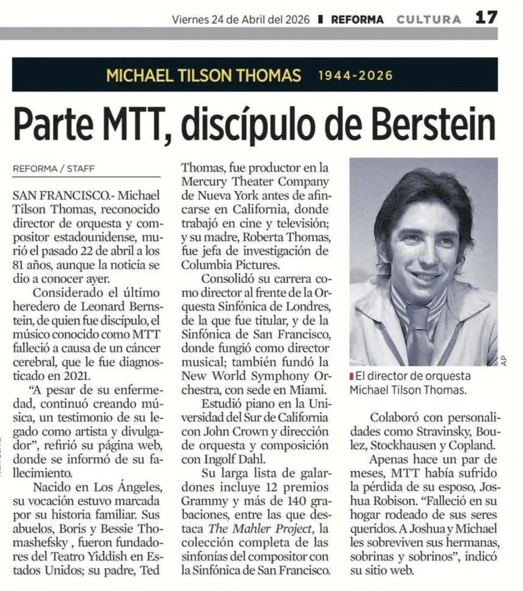SritaKaren's tweet image. El Reforma le dedica un pequeño espacio a #MTT 🕊️