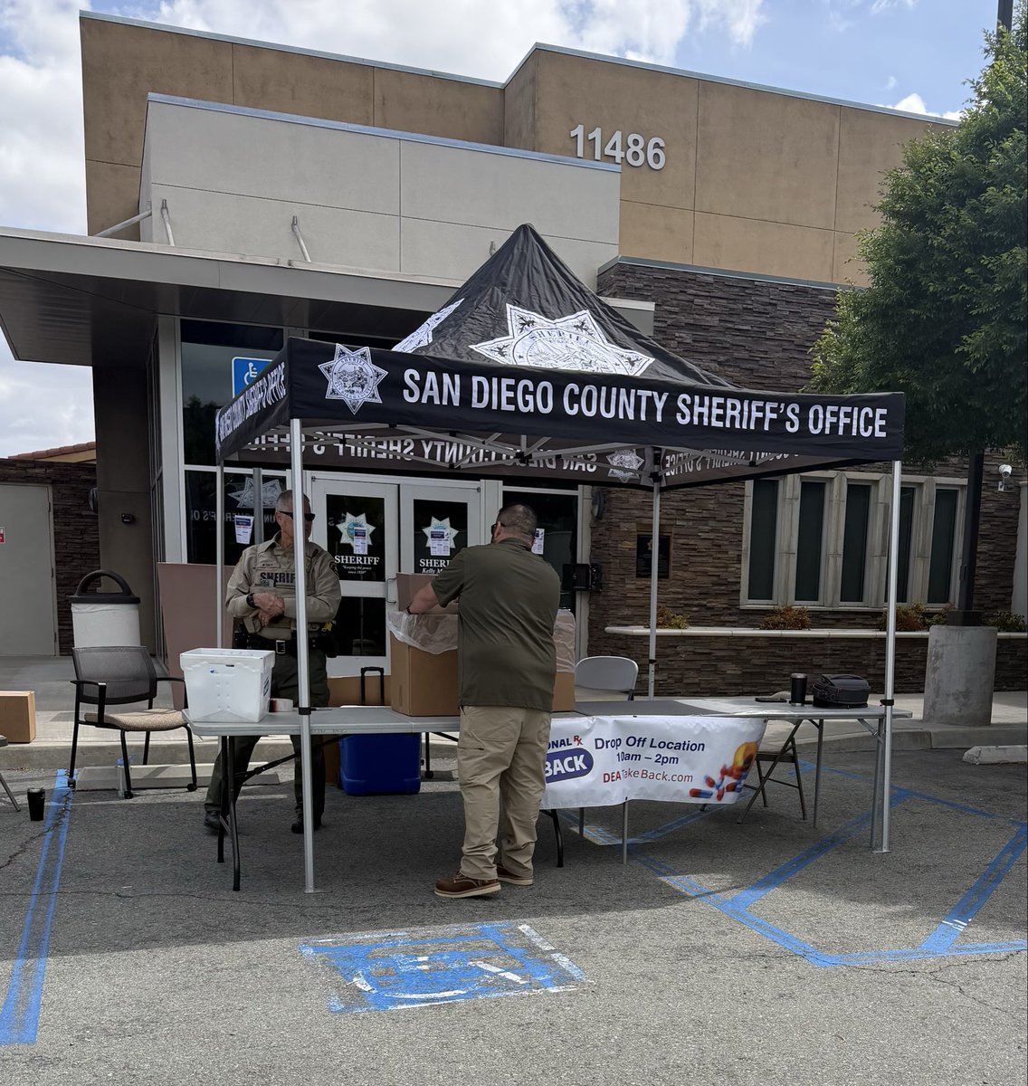 DEASANDIEGODiv's tweet photo. There is still time left to dispose of your unneeded medications. Sites are open until 2 PM. Find one near you at https://t.co/69AIPysn1z.#SafeDisposal #DEATakeBack @DEAHQ @TheJusticeDept  @SDSheriff https://t.co/WKTrRyA0zl