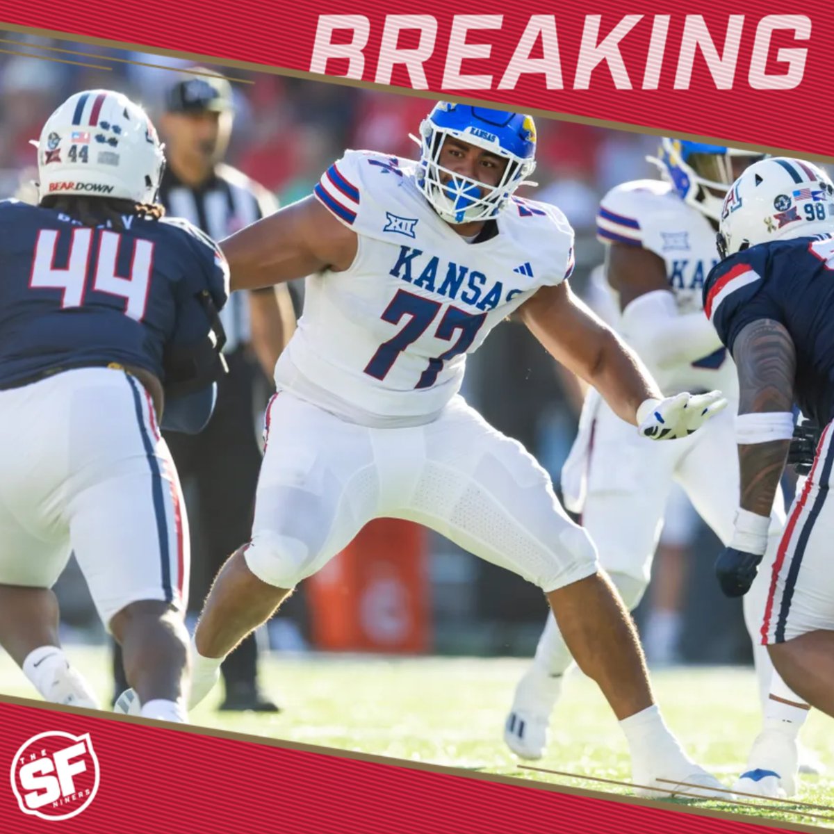 TheSFNiners's tweet photo. The #49ers selected Kanas OL Enrique Cruz Jr with the 179th pick https://t.co/05BYMxUd6Q