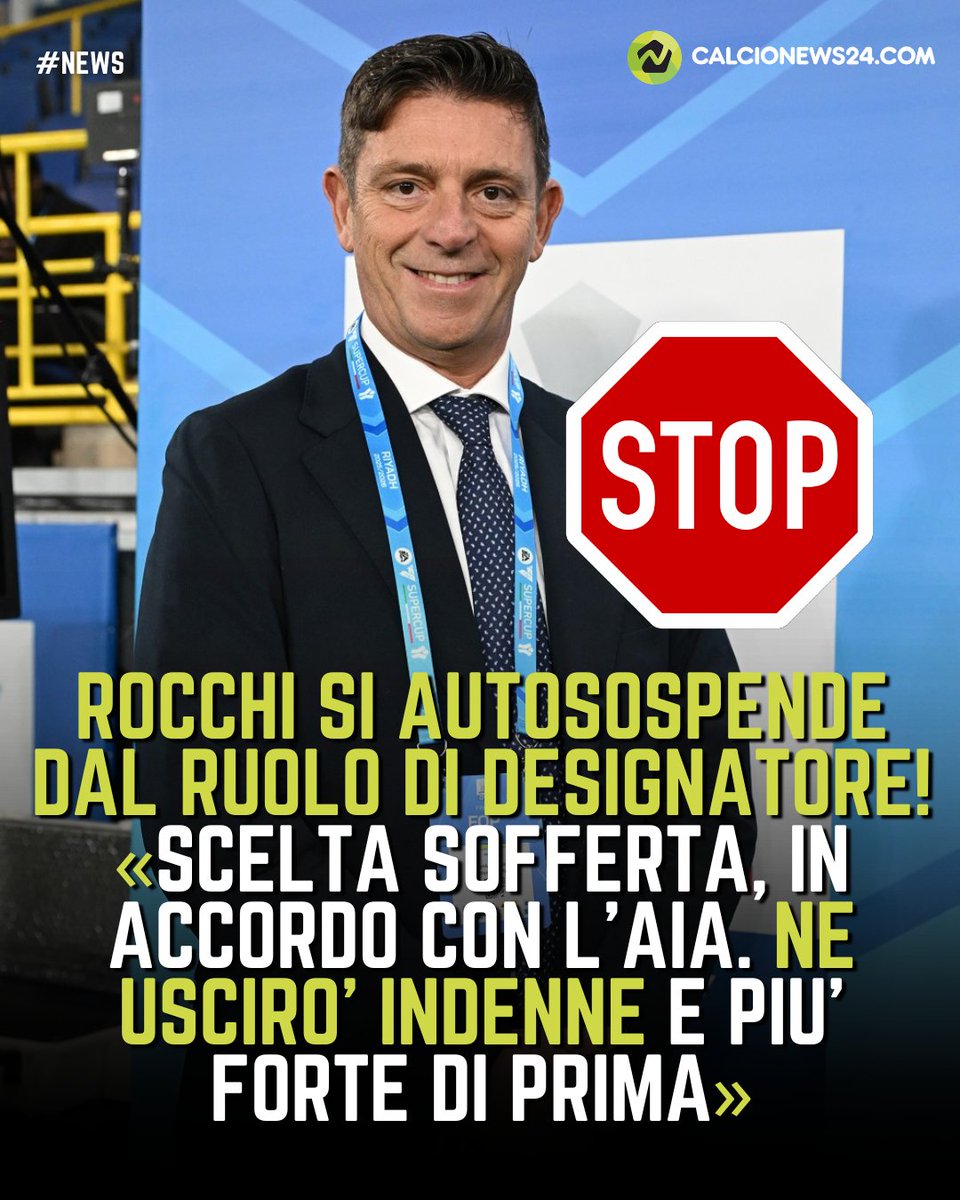 CalcioNews24's tweet image. 🛑 In seguito all'avviso di garanzia ricevuto dalla Procura di Milano per concorso in frode sportiva, Gianluca #Rocchi ha deciso di autosospendersi con effetto immediato dal ruolo di designatore arbitrale della #CAN, definendola una scelta sofferta ma  inevitabile

#calcionews24