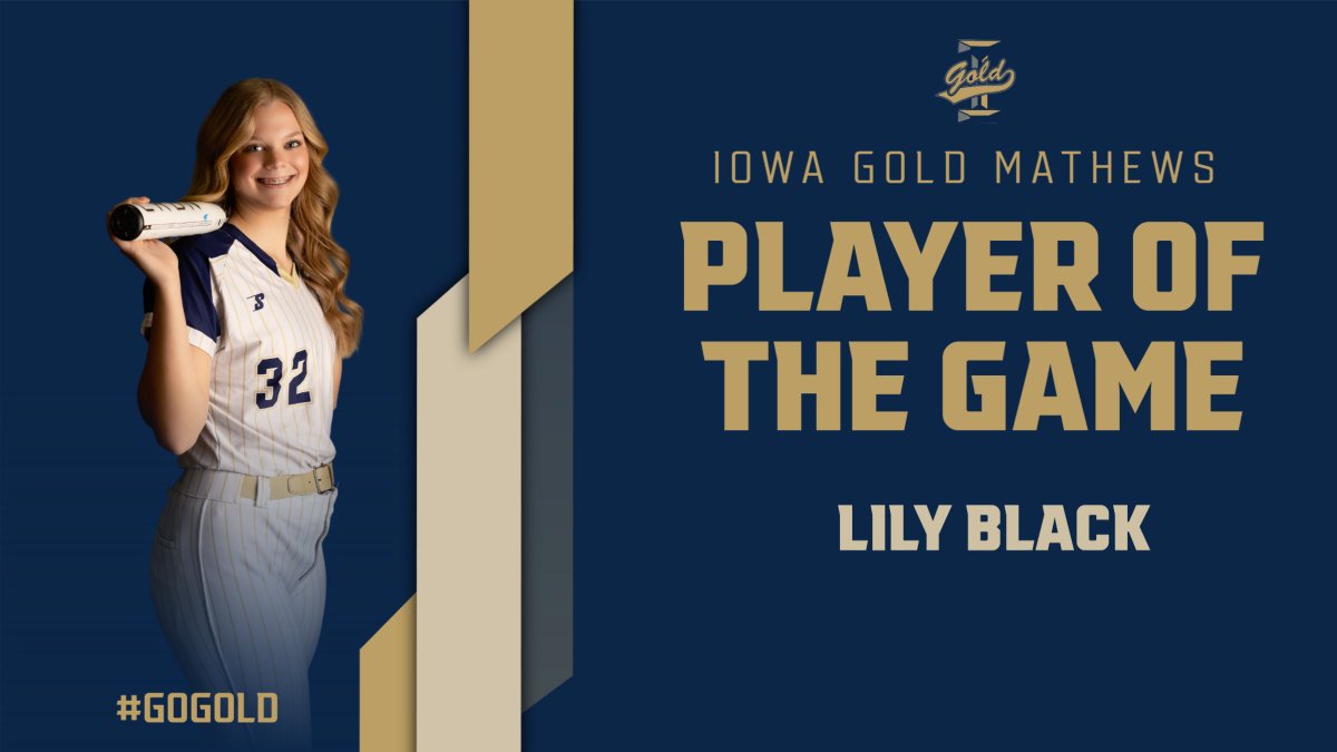 BlitzIowa's tweet photo. 🔥 Player of the Game 🔥

Lily Black made it count in every way — going 1 for 1 with a walk and a GRAND SLAM 💣💣💣💣 She tallied 4 RBIs and crossed the plate herself, delivering a huge performance when it mattered most!
#POG #iagold #iablitz #grandslam https://t.co/TpB4TJJsDz