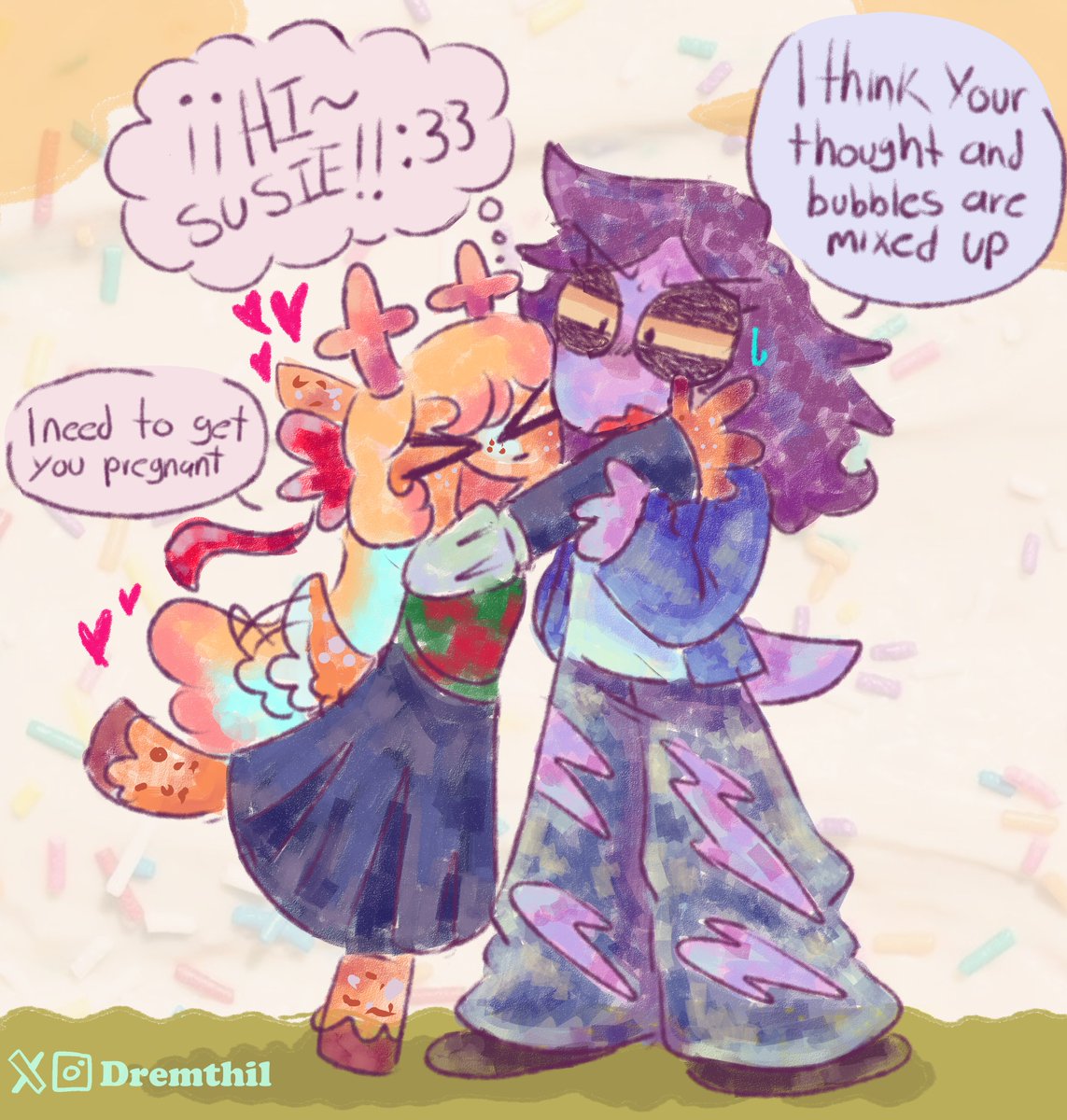 Dremthil's tweet image. Heeeeeey~
#deltarune #suselle