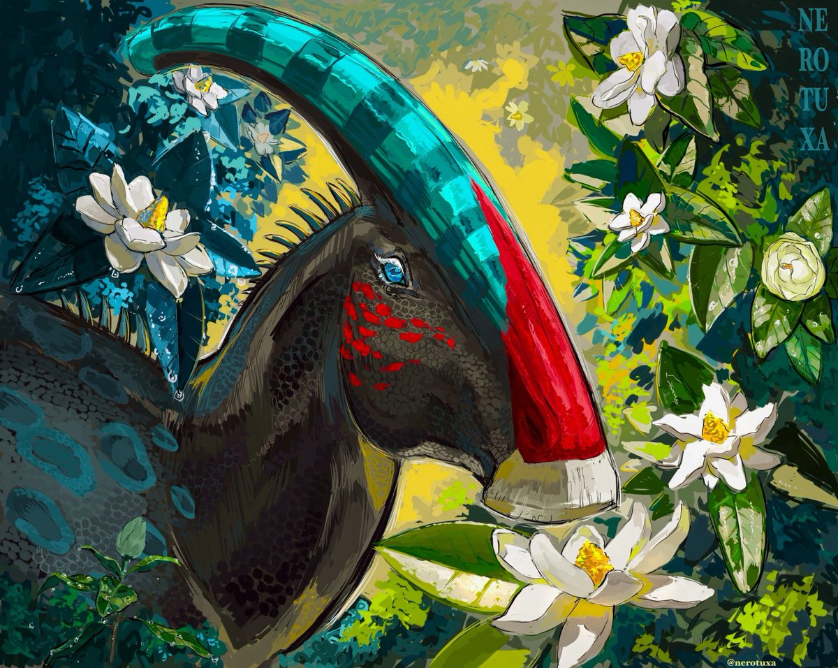nerotuxa's tweet photo. Parasaurolophus commission #paleoart #parasaurolophus https://t.co/STzg67e7mP