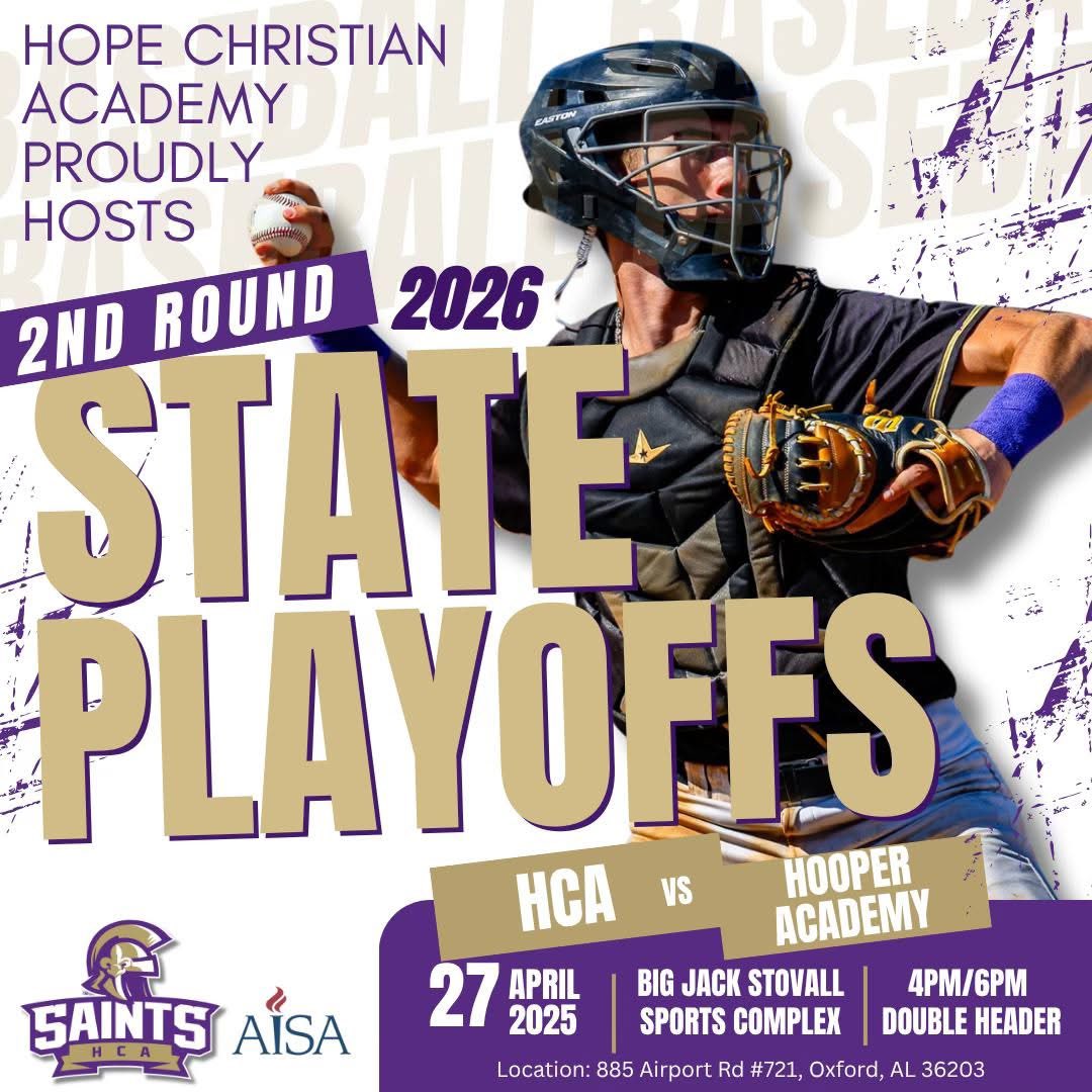 HCASaints7's tweet photo. Hope Baseball has made it to the state playoffs for the 2nd year in a row! We will play a double header Monday, 4/27 at home at 4/6pm. Two years of having a program, and two years of playoffs! We're thankful for the athletes, coaches, parents, and fans that God has blessed us with. Let's Go Saints! #HopeChristianAcademy #hopechristianbaseball #baseball