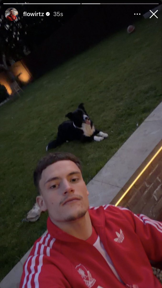 Wirtz at home with his dog and still in a Liverpool tracksuit. He loves our club 😍