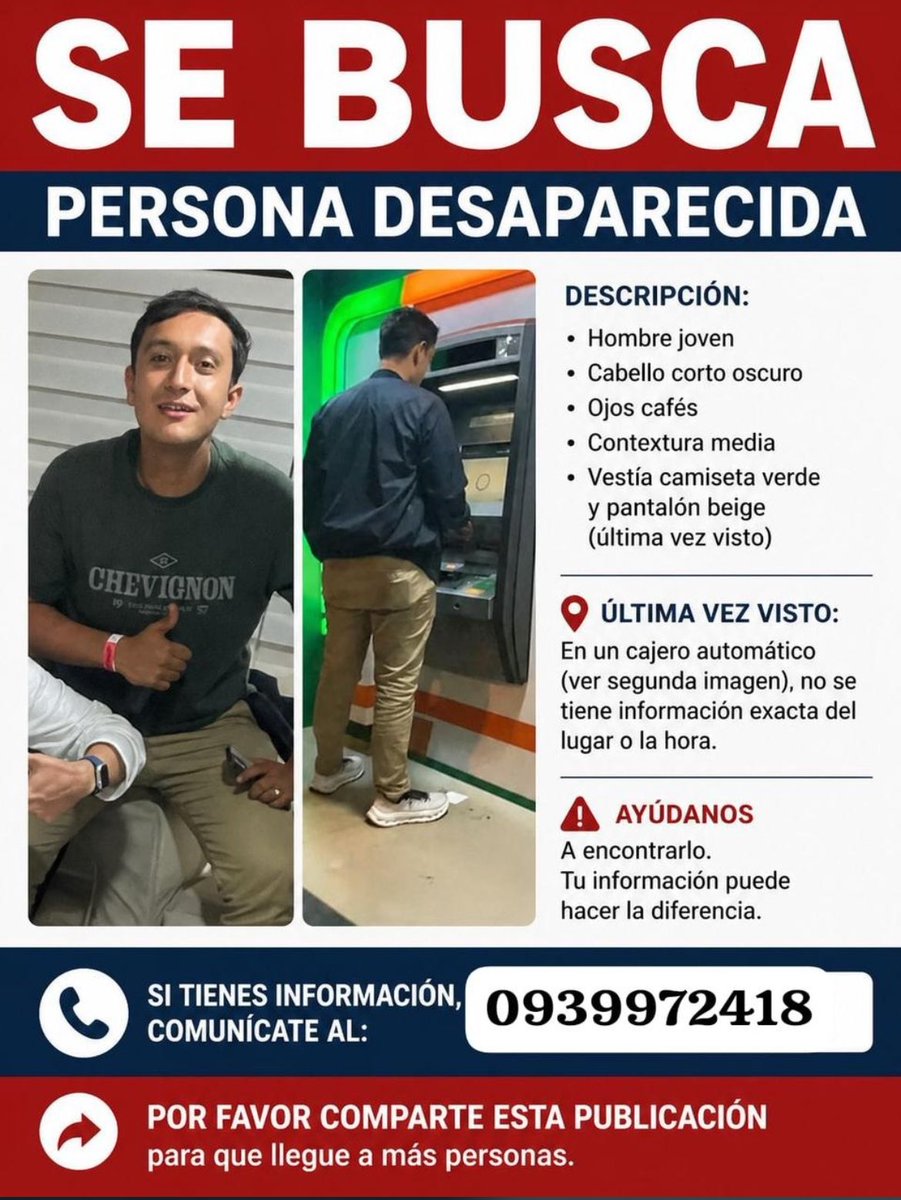 #DesaparecidosEcuador
Ayuden a compartir por favor, gracias