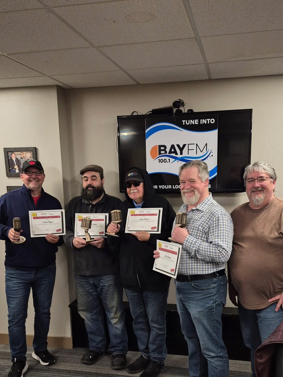 boiradio's tweet image. Today, we celebrated the volunteers who make community radio possible here at BayFM! Here are just a few of them alongside station manager Lenny Benoit. @CSCNL @VolunteerCanada #volunteerweek #cornerbrook