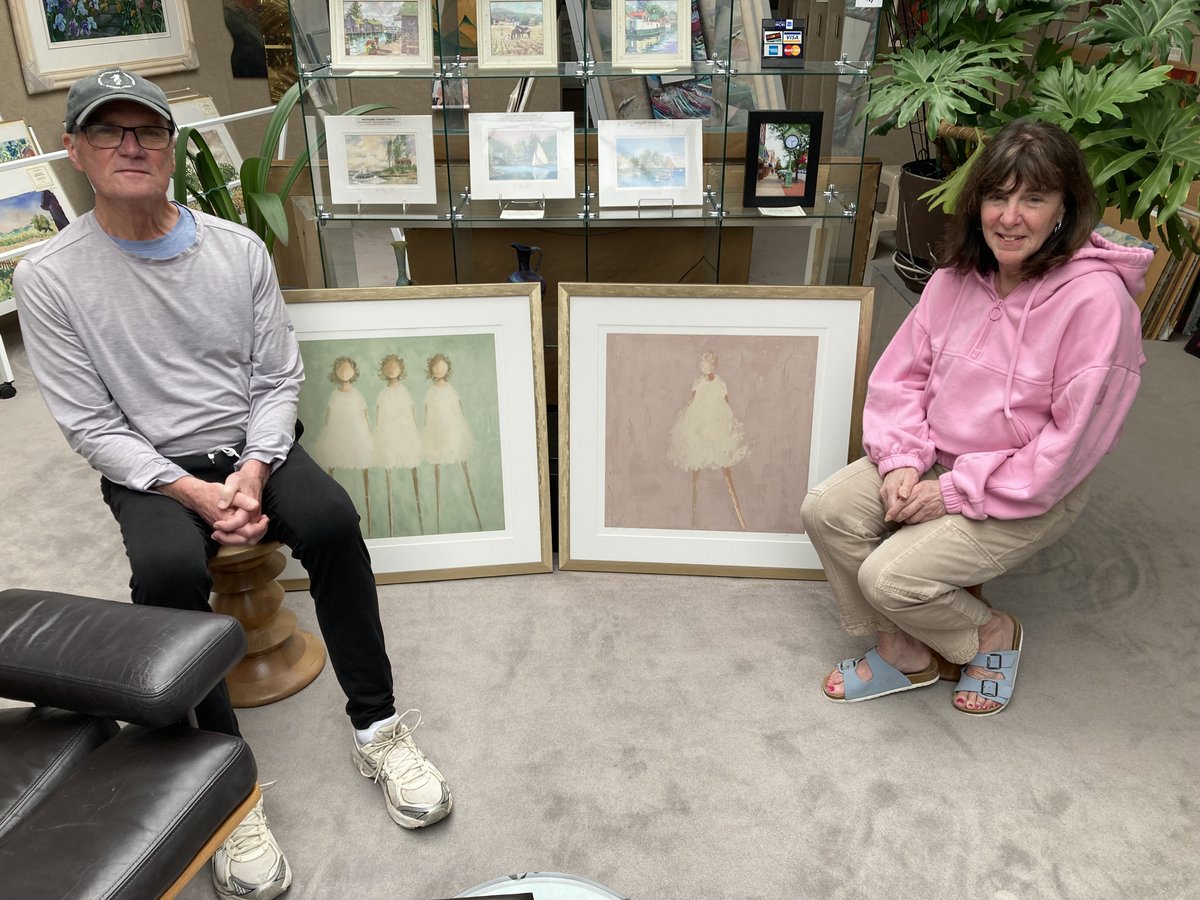 SaperGalleries's tweet photo. Carla and Jim bought the artworks from the artist and brought them to us to frame for her office. We used a muted gold frame with a brushed satin finish and invisible, no reflection Museum Glass and archival matting to preserve them forever! Still serving Carla after 23 years! https://t.co/yV3HhLbS0r