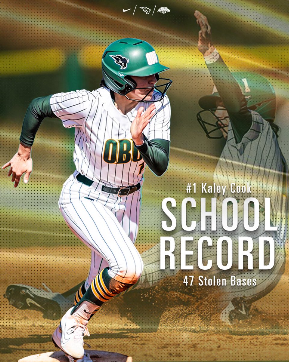 OBU_Softball's tweet image. It's her record now.

Kaley Cook has 47 stolen bases, an OBU single-season record! #OnToVictory