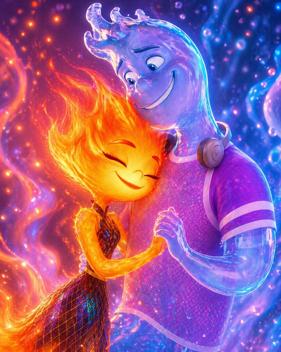 IncriveisA's tweet image. Mais alguém ama esses dois? 🔥🩷💧
#Elementos #Elemental #Faisca #Gota #Amber #Wade #Wember #Pixar #Elementalpixar
---------------------------------------
Criado no ChatGPT do Google.