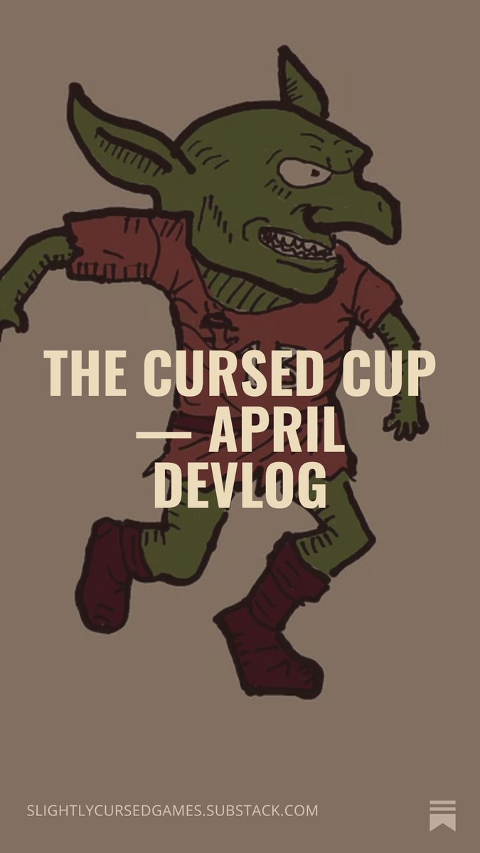 slightlycursedg's tweet image. April devlog is up. Prototype is running, goblin is ready, and I went completely overboard on the fouls system.
 open.substack.com/pub/slightlycu…

#indiedev #gamedev