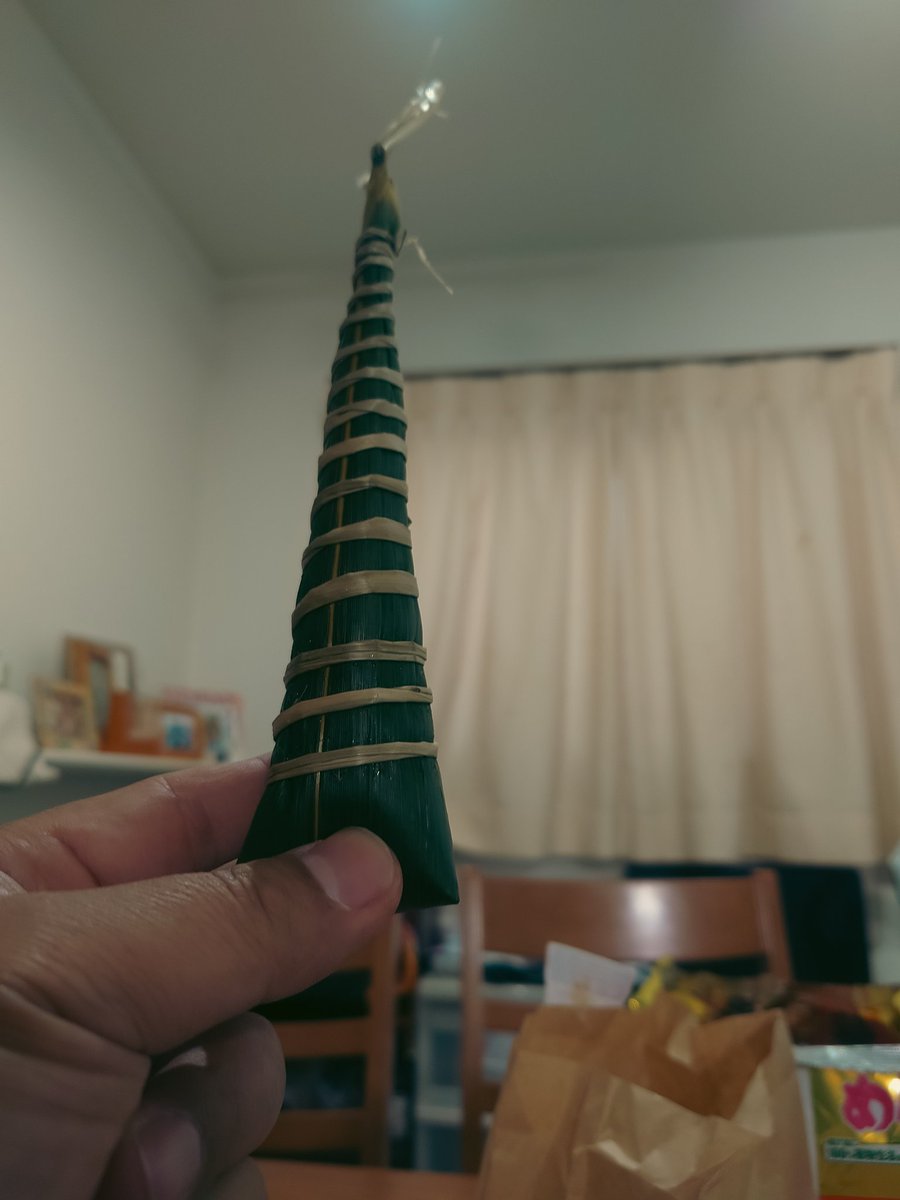 unya33's tweet photo. これはクリスマスツリーでは無くて、清正堂さんの『ちまき』
丁寧に笹に包まれていて、笹の香りと優しい甘さで癒されます☺️かしわ餅と共にこどもの日に向けての季節品(たぶん…) 食べるなら今ですよ😋 https://t.co/WeQBU91Itq