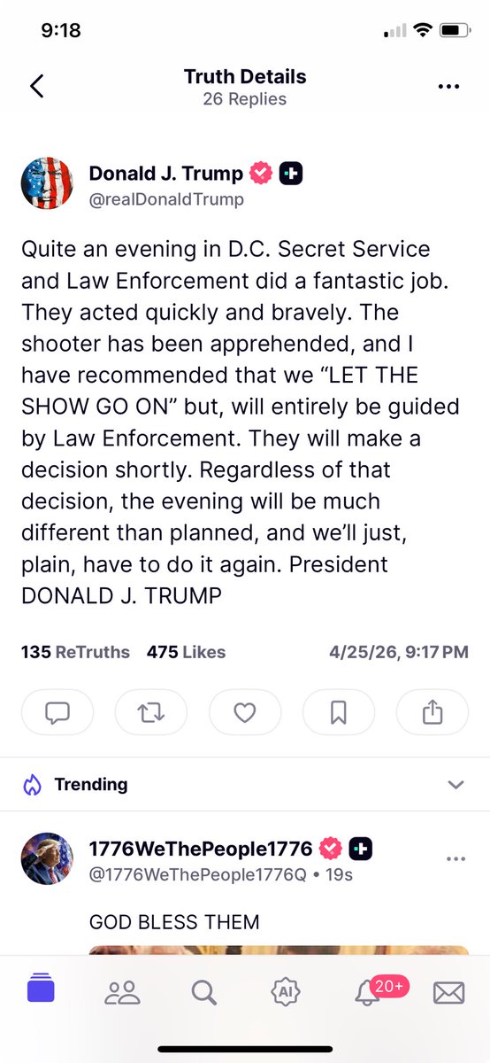SebastianAFP's tweet photo. Trump says “let the show go on.” We are in a really, really surreal timeline https://t.co/zCVLqL7IpL