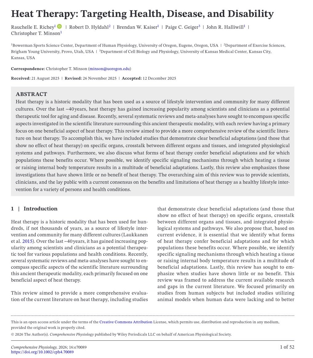 maxlugavere's tweet photo. Heat therapy like saunas impact nearly every aspect of health and performance, according to a robust new review. https://t.co/sJwMz3BkXy