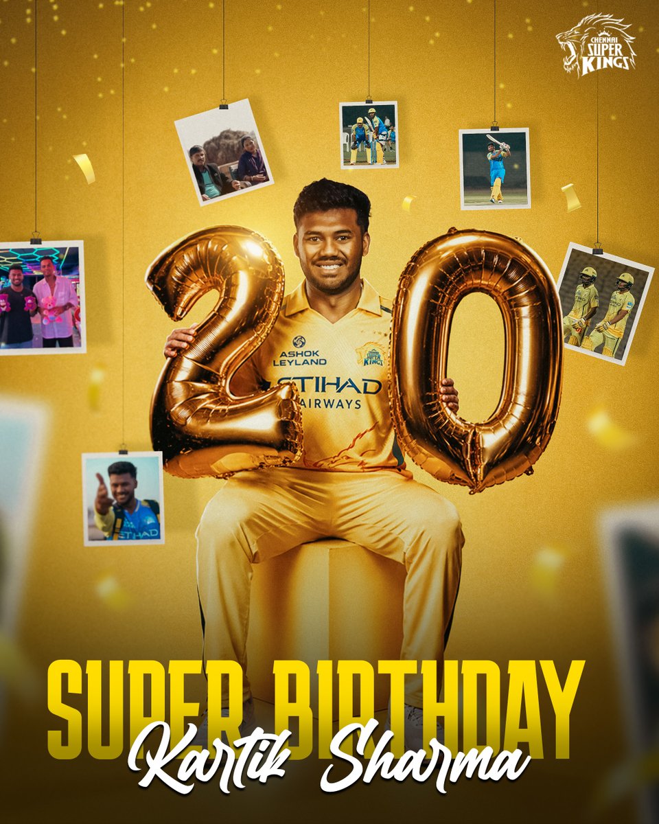 ChennaiIPL's tweet image. Entering the 20s with more smiles and more power! 💪💛
Super Birthday to our young star, Kartik 🥳

#WhistlePodu #SuperBirthday