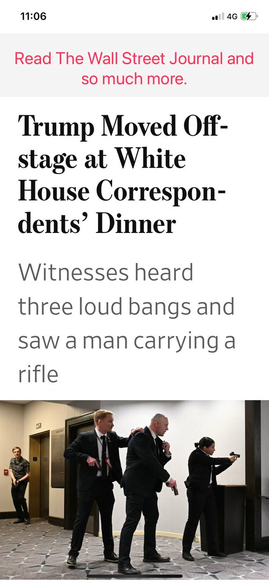 EllaCoo55777104's tweet image. Shots fired at Washington correspondents dinner, D Trump escorted out  … 
#theage 
#wallstreetjournal