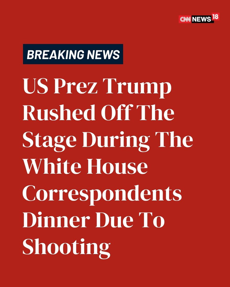 CNNnews18's tweet photo. #BreakingNews | US Prez Trump Rushed Off The Stage During The White House Correspondents Dinner Due To Shooting
#DonaldTrump #USPresident #AsassinationAttempt #CorrespondenceDInner #Hiltop #WhiteHouse https://t.co/S8ojYY7T3w