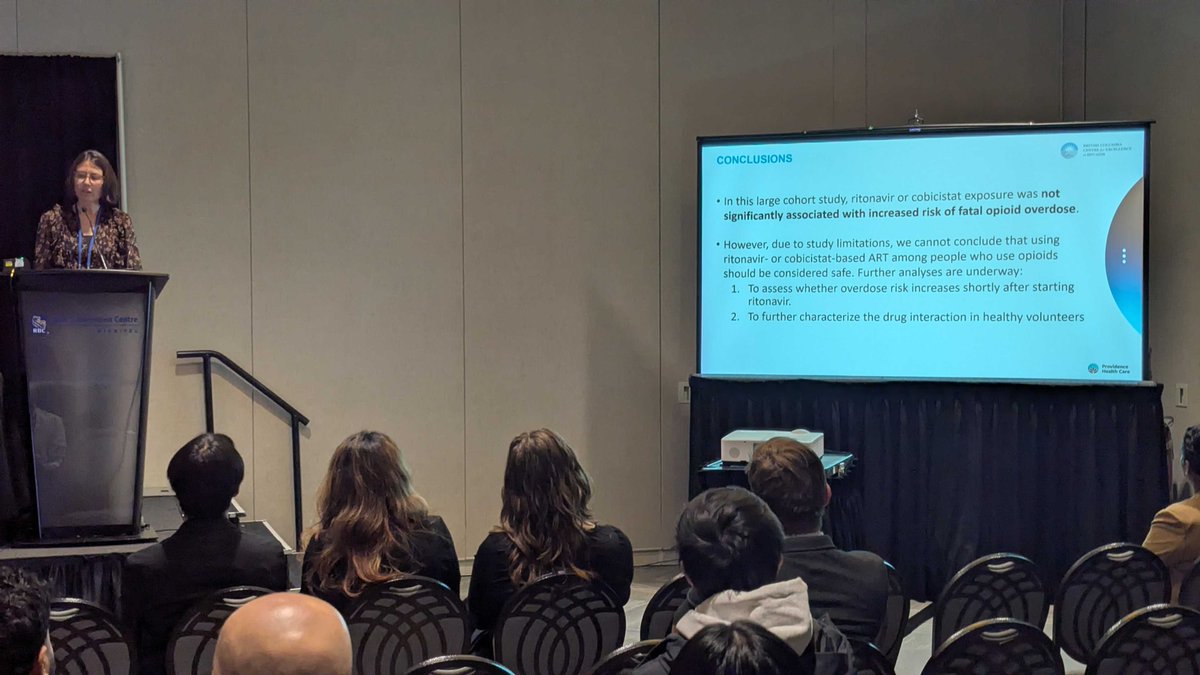 bccfe's tweet photo. Her analysis indicated no association between exposure to ritonavir or cobicistat and increased odds of fatal opioid overdose, even if it affects the blood levels of fentanyl, however due to study limitations, further analysis is underway. #CAHR2026 https://t.co/IAToJs1m8x