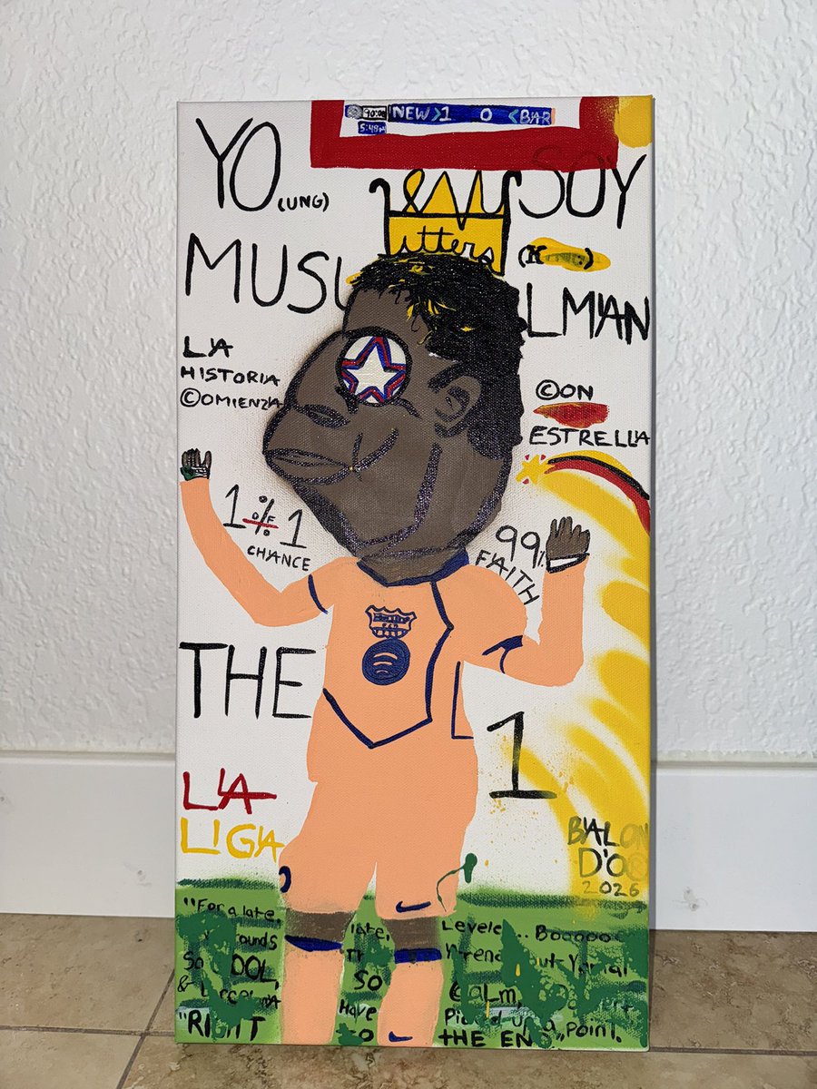 RealT_HH's tweet photo. “YO SOY MUSULMAN” 
4/23/26
mixed media on canvas 
10” x 20”
#REALT #1of1 #Lamine #Yamal #Art https://t.co/NNeW62Ce13