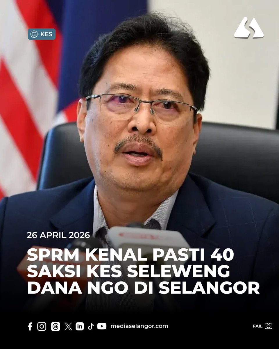 Media_Selangor's tweet image. KES | Suruhanjaya Pencegahan Rasuah Malaysia (SPRM) mengenal pasti 40 saksi berkaitan siasatan kes penyelewengan dana sebuah pertubuhan bukan kerajaan (NGO) di Selangor.

Baca selanjutnya shorturl.at/A48rt

#MediaSelangor #SPRM #NGO