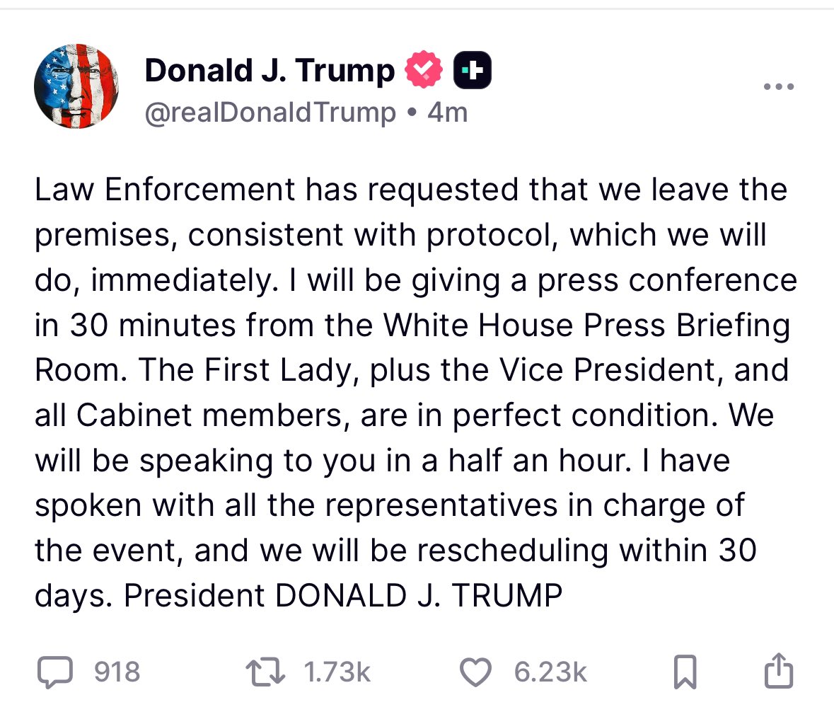 ZitoSalena's tweet photo. On the day after the president was shot in 2024 the he called me several times--one thing we discussed was why he said "fight, fight, fight" --he was pretty matter-of-fact. He believed he had an obligation not as Trump The Man, but as the President of the United States to show strength, that we endure and that the country goes on.
The fact that he is going to address the nation shortly is that same ethos