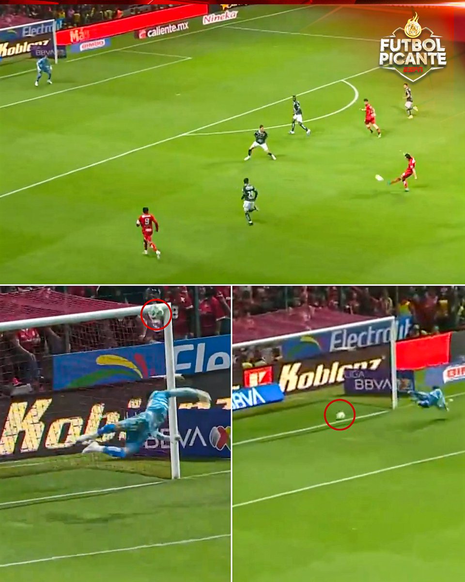 futpicante's tweet photo. ¡GOLAZO DE CÓRDOVA! 💥
Cañonazo que pegó en el travesaño y terminó pasando la línea de gol para poner el pimero del Toluca sobre León ⚽️

📺 El VAR lo revisó y rectificó la anotación https://t.co/D25xFEntRI