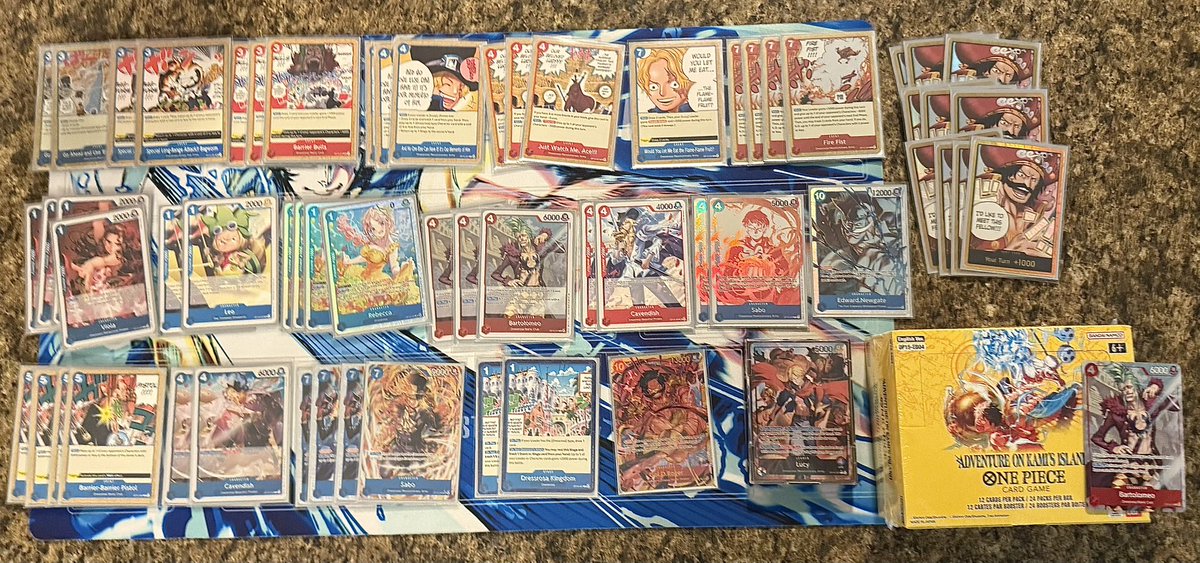 jordanpbenge's tweet photo. Won a #OnePiece TCG Box Tournament today with Lucy, felt great! 2nd Win ina month span after allot of 2nd’s

Rd1 🎲 won 2nd R Rayleigh ✅ 
Rd2 🎲 won 2nd Y/P Robin ✅ 
Rd3 🎲 lost 1st U Jinbe ✅ 
Rd4 🎲 lost 1st R/U Ace ✅
My last matchup to Ace was tough and had me sweating it https://t.co/hc4Zz7jpxU