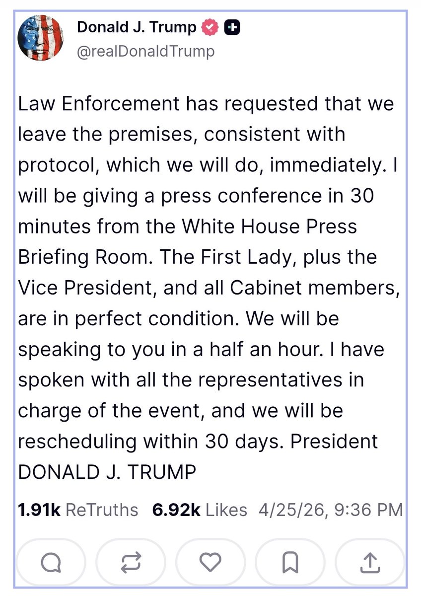 Rubence's tweet photo. Donald Trump has now faced more direct gunman threats than any U.S. president since Gerald Ford. Tonight’s incident is deeply concerning, particularly because it took place within the White House.
#WHCD #WHCA #NerdProm https://t.co/T8GDYQU8oZ