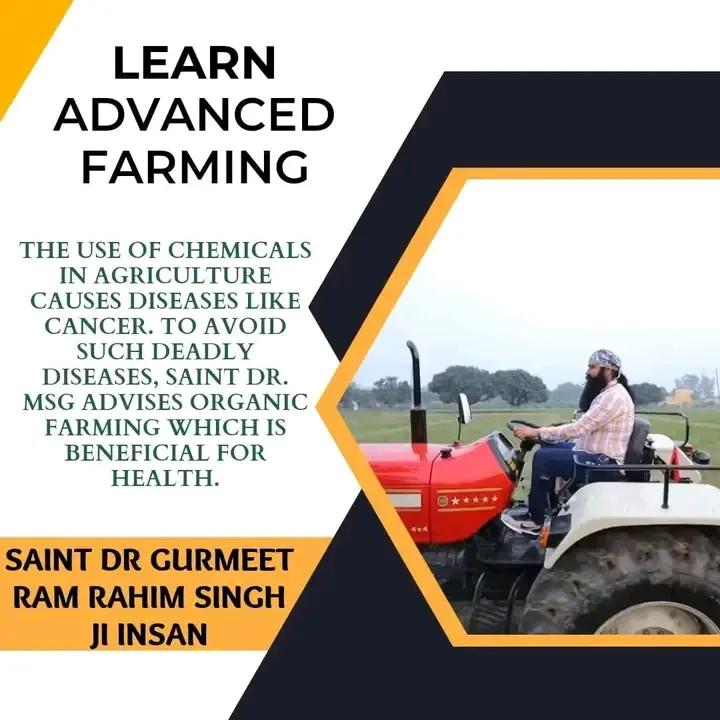 🌿..........
Farming can also yield multiples of benefits if done in an organic manner. His Holiness Saint Gurmeet Ram Rahim Ji' recommends the farmers to opt for organic farming.
#OrganicFarming