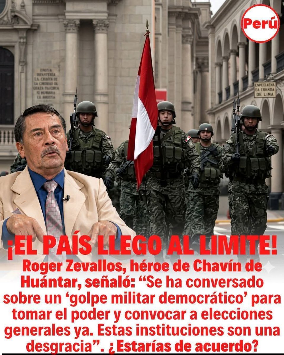🚨 QUÉ OPINAS ❓ EL ALMIRANTE JORGE MONTOYA PROPONE DECLARAR LA ONPE Y JNE EN EMERGENCIA POR 6 MESES 

EN ESOS SEIS MESES EL EJÉRCITO DEL PERÚ CHAVÍN DE HUÁNTAR TOMARÁ EL PODER 🤔❓👇

QUÉ OPINAS ES UNA BUENA OPCIÓN PARA LIBERAR AL PERÚ DE LA CORRUPCIÓN LIMPIEZA ABSOLUTA🤔👇 ❓