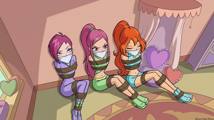 Winx in distress 2

#Flowai #Winxclub #Winxfairies #Alfea #matelas #bondage #ropes #otmgag #otmgaggedgirls #boundandgaggedgirls #prisoners #hostages #captiivty #damselsindistress #Tecna #purplehair #nerdgirl #Roxy #Bloom #rousse #longhair #ponytails