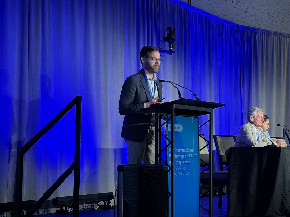 MoffittNews's tweet photo. During the International Workshop on CAR-T and bispecifics (#iwCART) in Tampa: Benjamin Creelan, MD (@BenCreelan), from Moffitt’s thoracic department, discusses enrichment strategies for TIL therapy, a type of immunotherapy that uses the patient's own cells to fight tumor-based cancers.