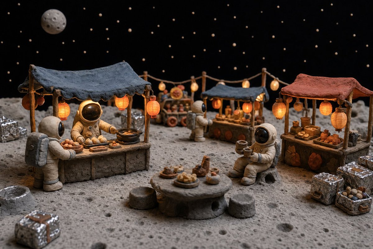 Clay Astronaut Moon Market