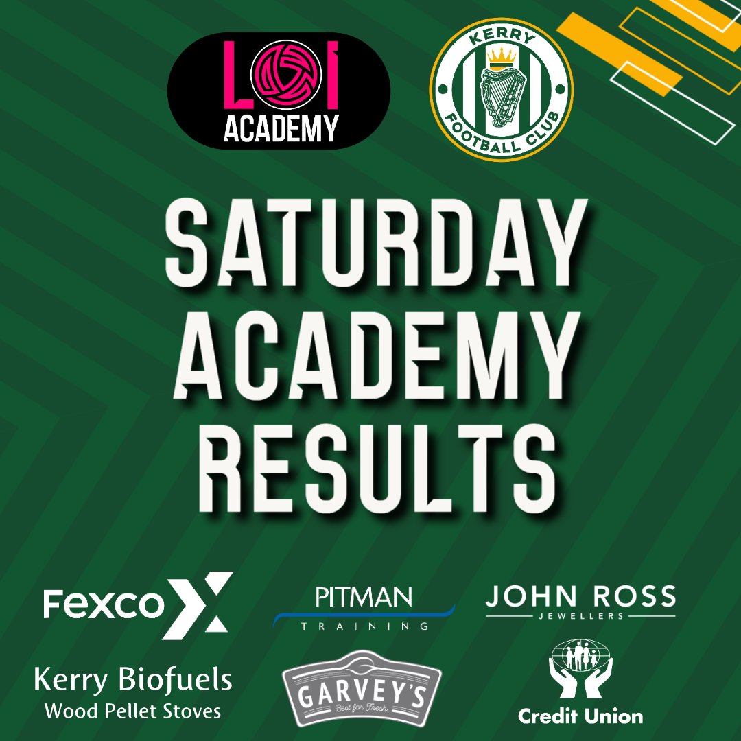 kerryfcacademy's tweet photo. Saturday Academy Results

MU20

St Patrick's Athletic 1-3 Kerry FC

⚽️ Colin Healy, Davidson Amechi &amp; Szymon Jasinski

WU17

Cork City 2-0 Kerry FC

MU15

St Patrick's Athletic 3-0 Kerry FC

#WeAreKerryFC https://t.co/0CryUKio0X