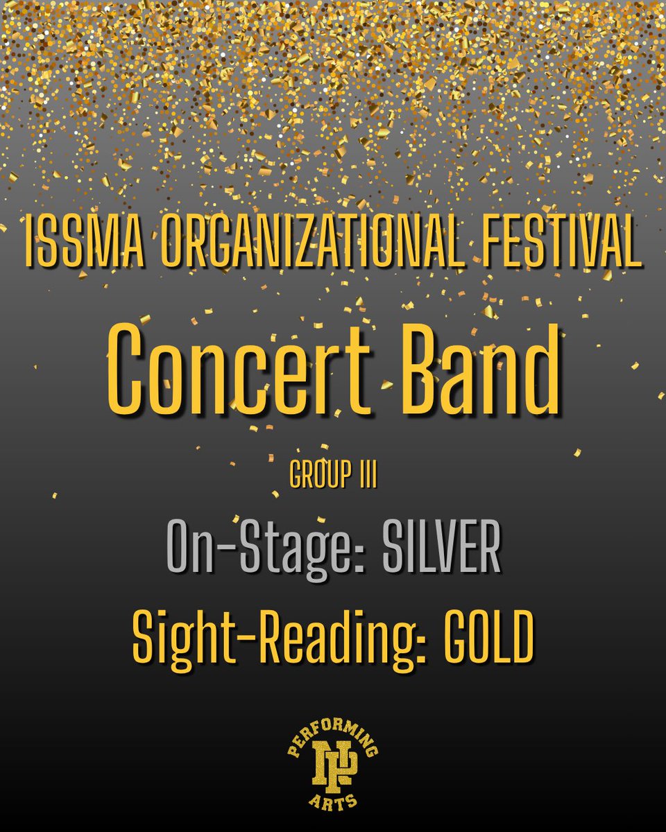 NewPalBand's tweet photo. Congratulations to Concert Band and Symphonic Band on great performances Friday night at ISSMA Organizational Festival. You played challenging literature and your growth this cycle was tremendous! https://t.co/dkeGqKlXWg