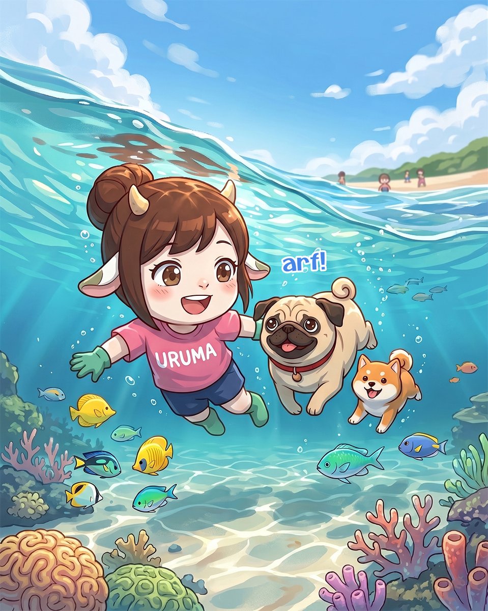 rpeejar's tweet photo. [Pug's Ocean Adventure: 4/5] arf!✨
Wait—now we're going under?🌊😲 Nobody told me about this!🙅‍♂️ A pug diving underwater? That's going to be global news.🌍📢 Oh? I'm doing it? I'm actually swimming!🤿✨
#illustration #cuteanimals https://t.co/nuzCJmKNDh