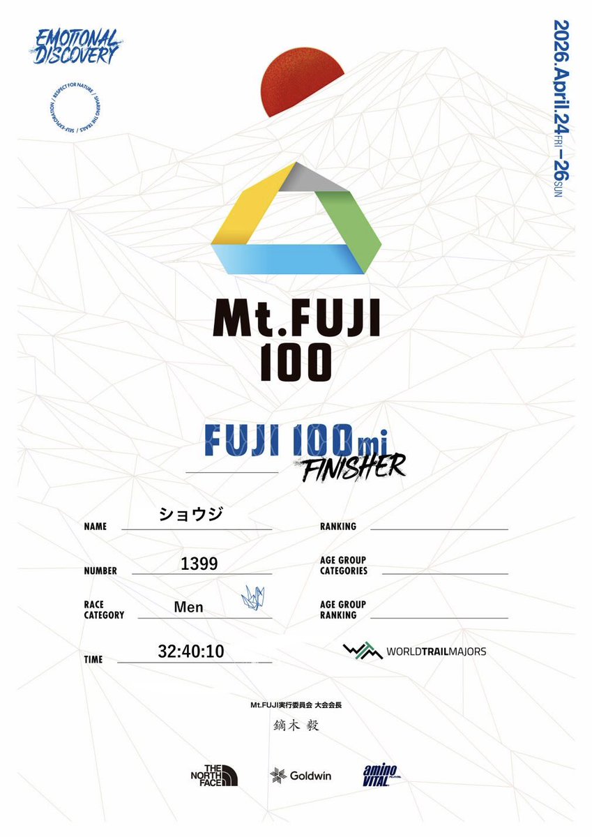 ショウジ@Mt. Fuji100 100mi tweet media