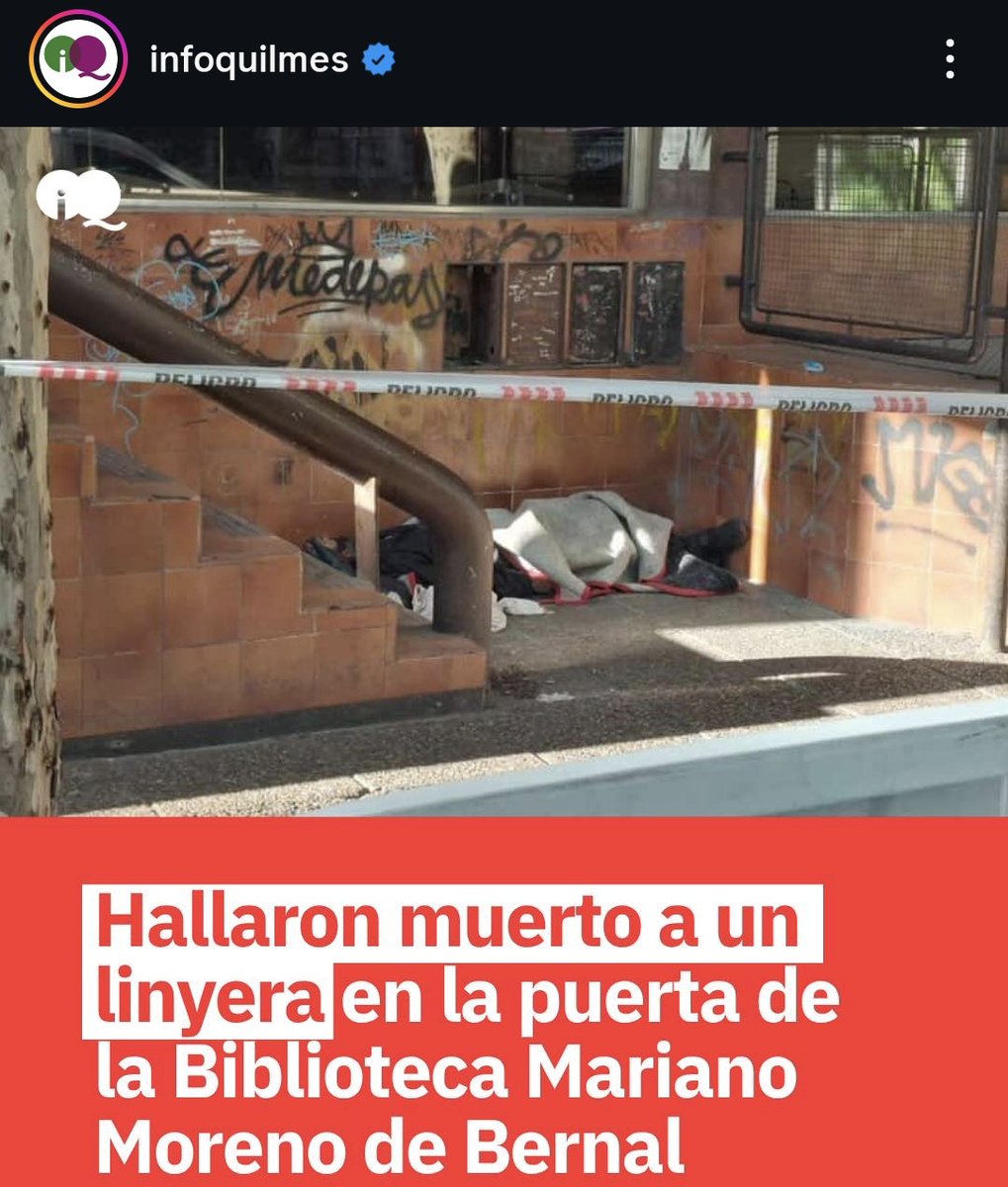Encontraron muert0 por posible golpiza a Gallardo, hombre al que le llevabamos viandas los viernes y todo el barrio lo quería y los medios ponen "linyera" como si la mu3rte de las PERSONAS EN SITUACIÓN DE CALLE fuese justificable, que tiempos horribles vivimos, JUSTICIA